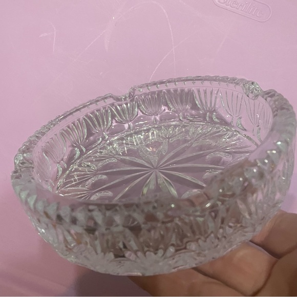 Princess house crystal round 6’ ashtray ornate 3 lite chime set ashtray only - Picture 5 of 9